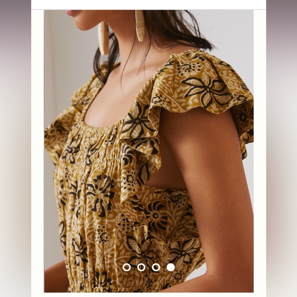 NWT Anthropologie KOPAL Myra Small jumpsuit wide leg, ruffled off shoulder Sz S - Picture 8 of 12